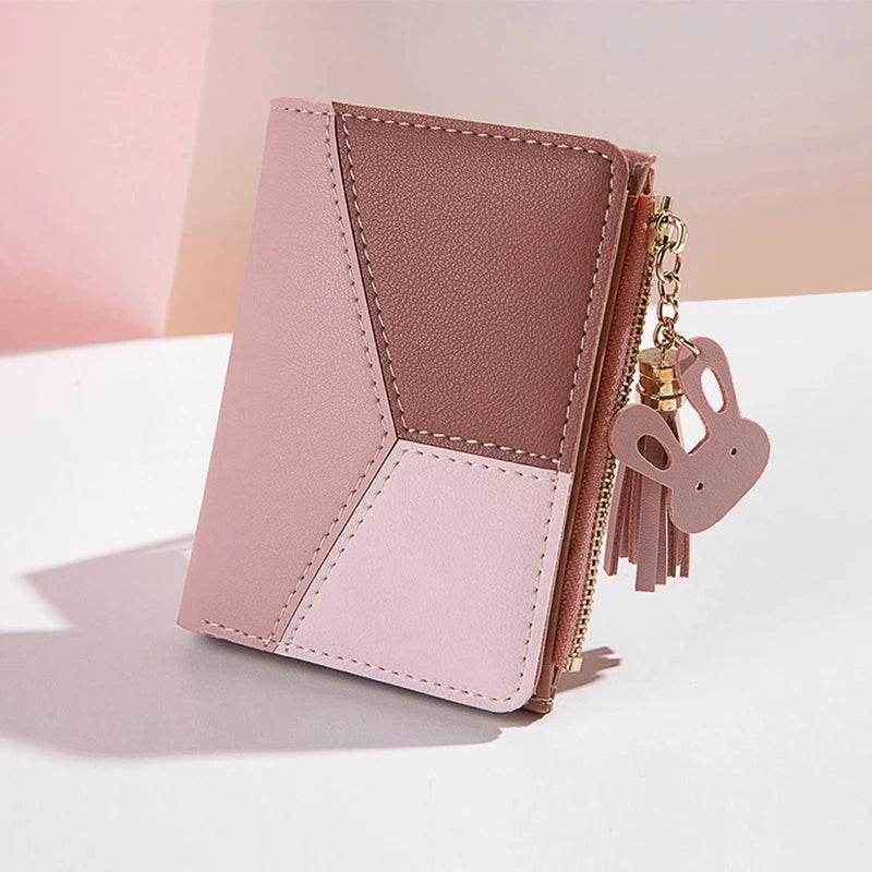 Geometric Women Cute Pink Wallets Pocket Purse Card Holder Patchwork Wallet Lady Female Fashion Short Coin Burse Money Bag