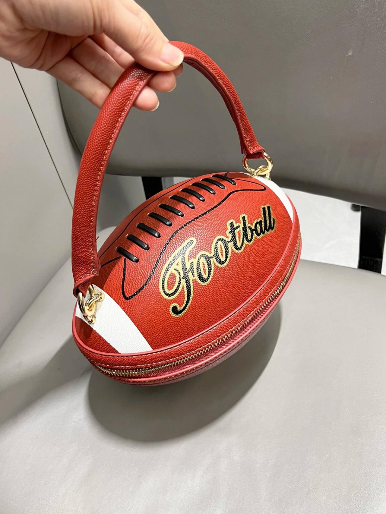 Football Shaped Handbag With Zip And Handle on Luulla