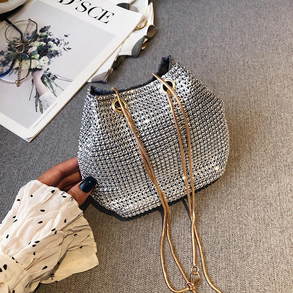 Drawstring evening bag discount