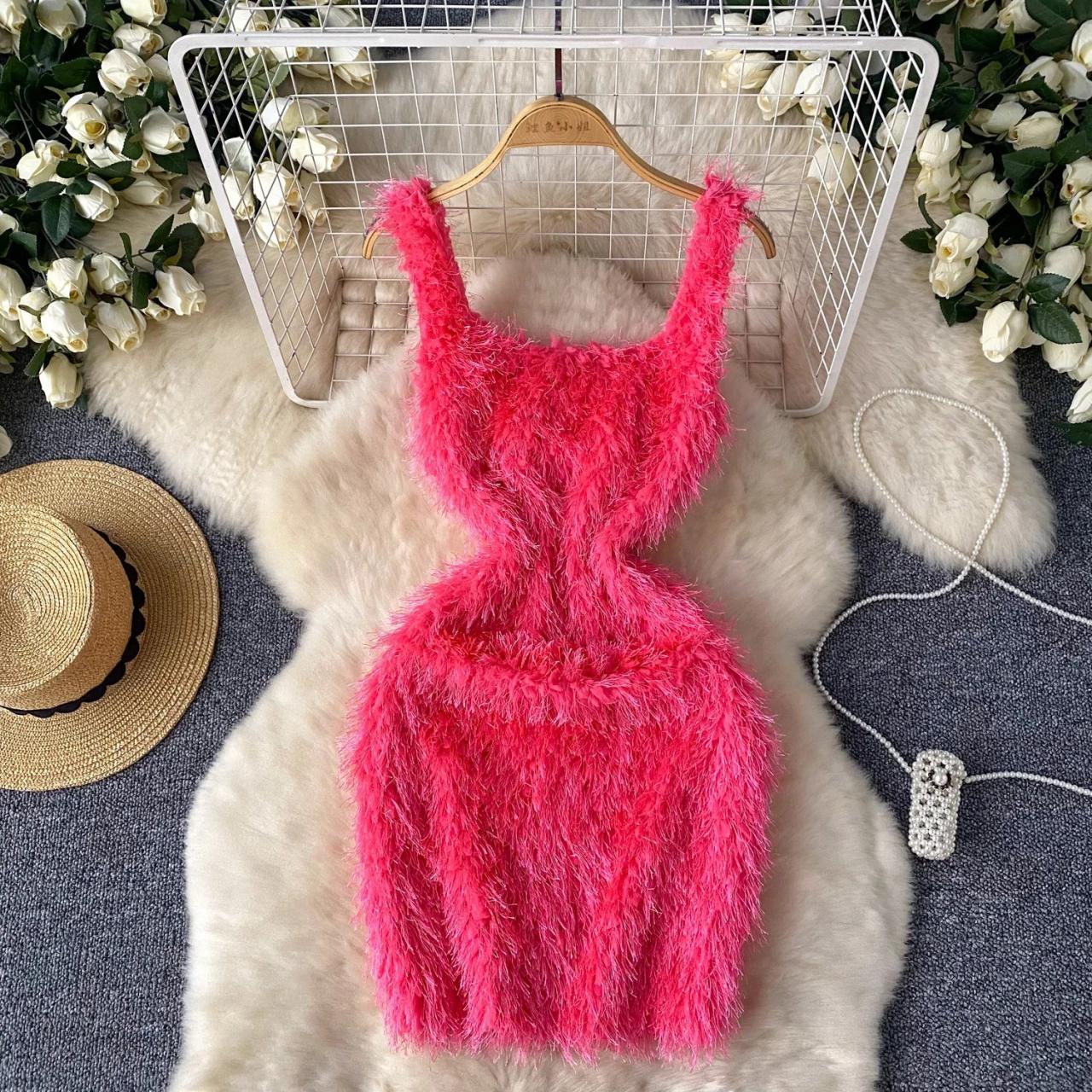 Fuzzy bodycon dress new arrivals
