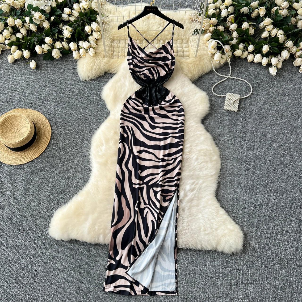 zebra print backless dress Zebra Print Backless Dress