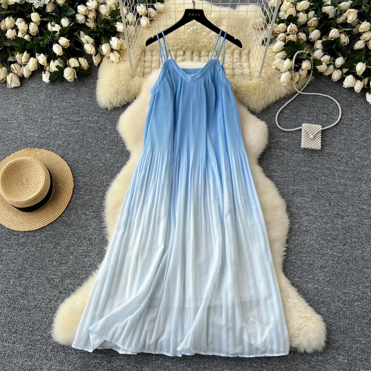 Blue ombre maxi dress top