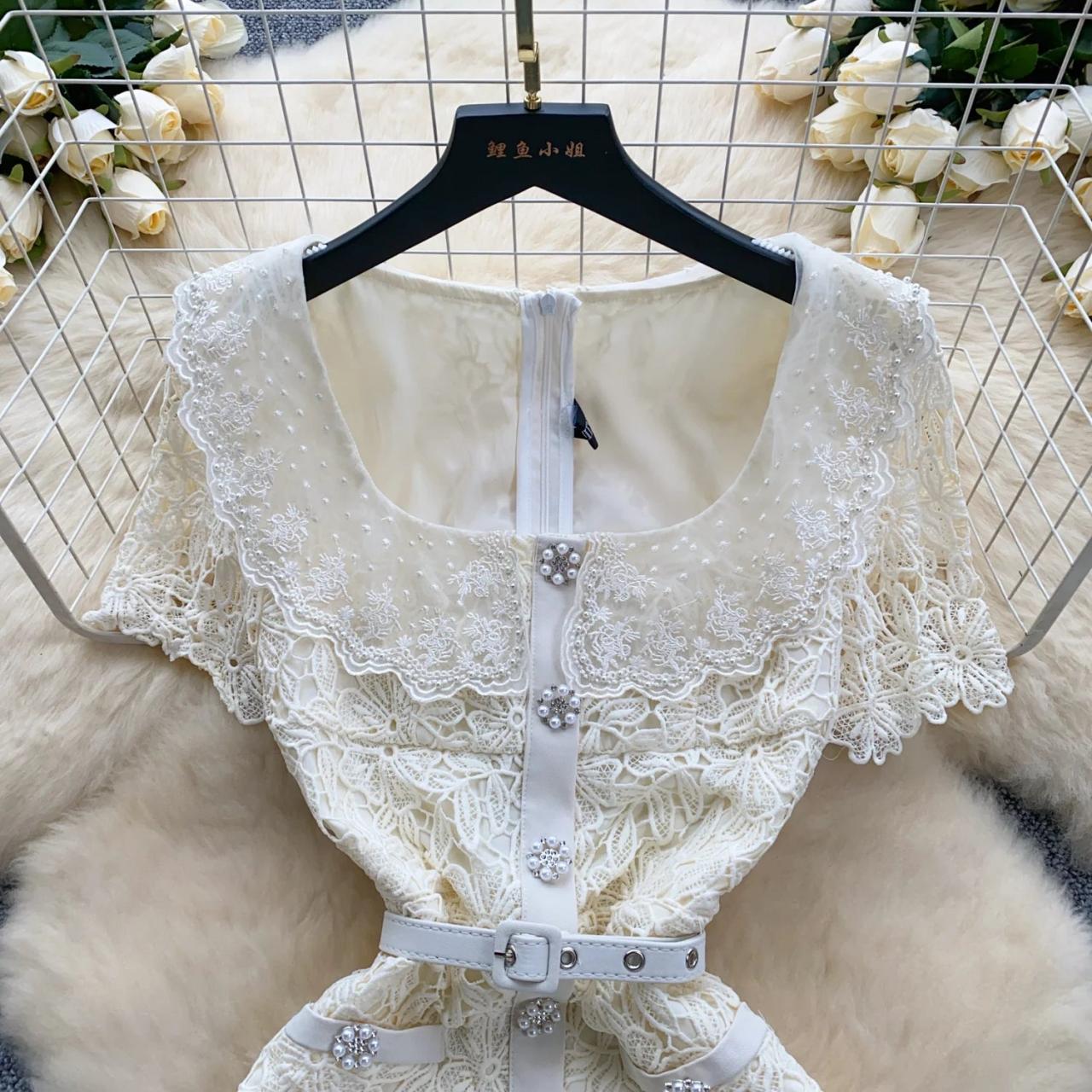 Elegant White Floral Lace Bodycon Dress on Luulla