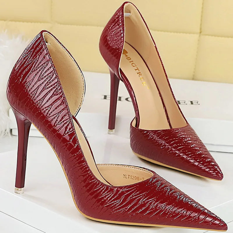 Burgundy pointed toe heels deals
