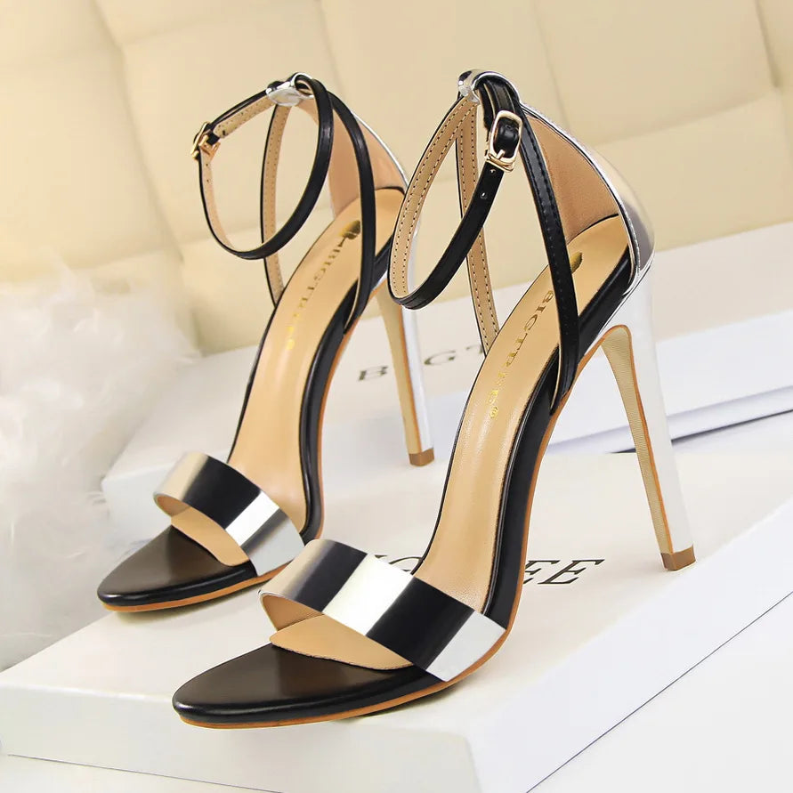 Elegant Black And Gold High Heels Sandals on Luulla — free download