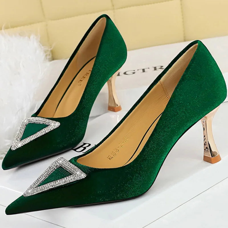 Green pointed toe heels best sale
