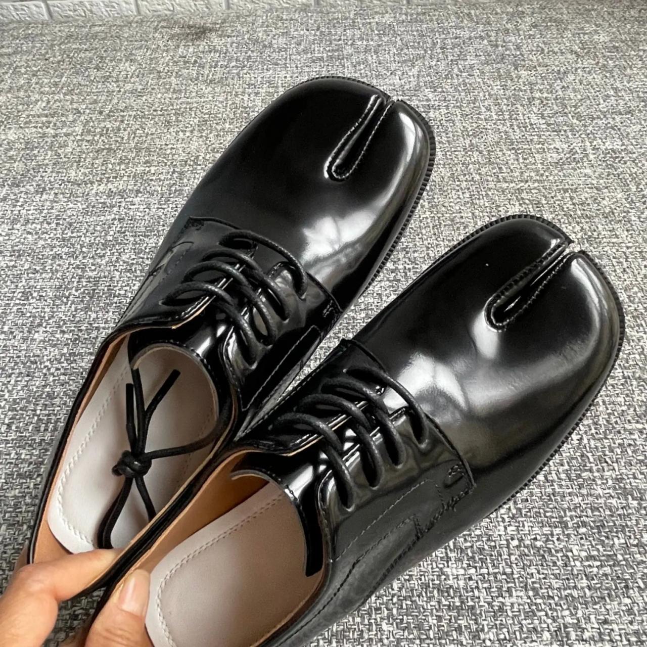 Mens Black Leather Split-toe Dress Shoes on Luulla
