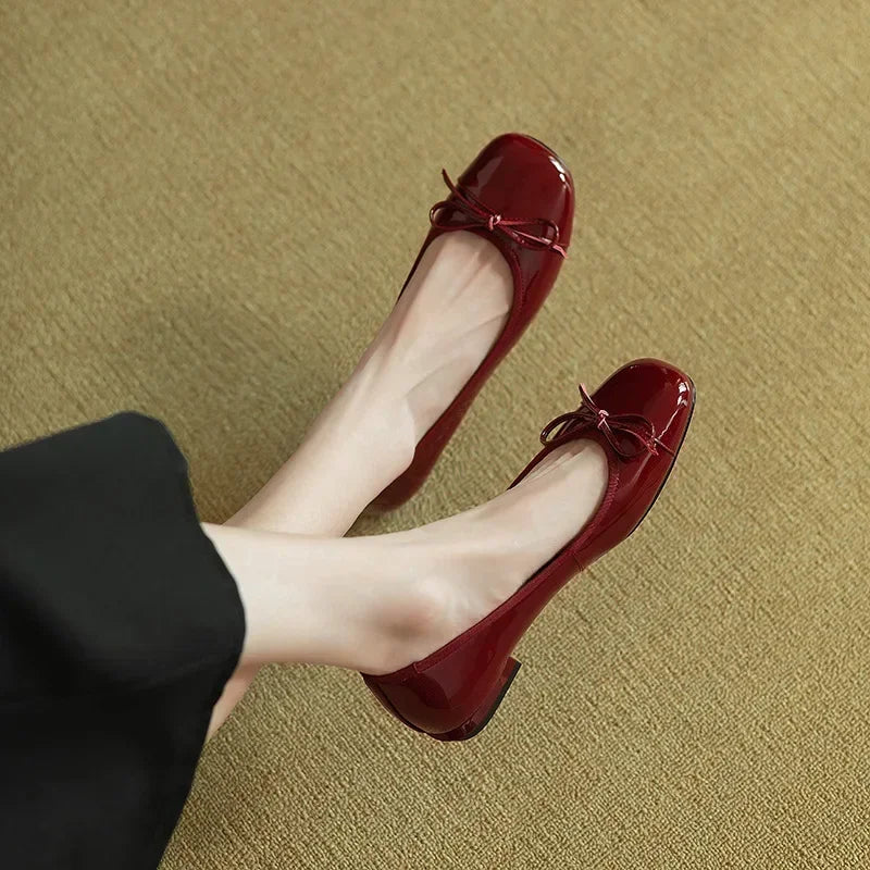 Womens Red Patent Leather Ballet Flats