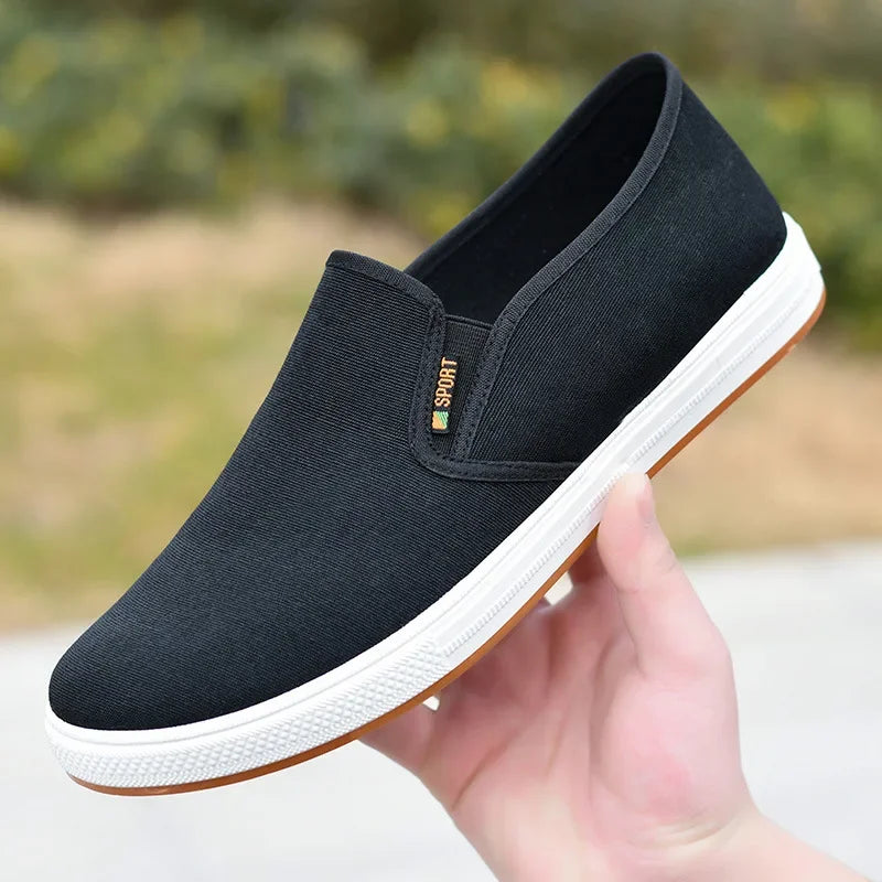 Men\'s Casual Black Canvas Slip-On Shoes Amazon.com | Mens Canvas Slip On Loafers Lightweight Comfy  main image 2