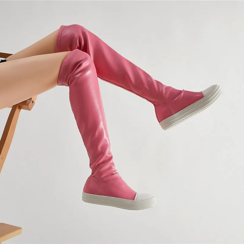 Over knee sneaker boots top