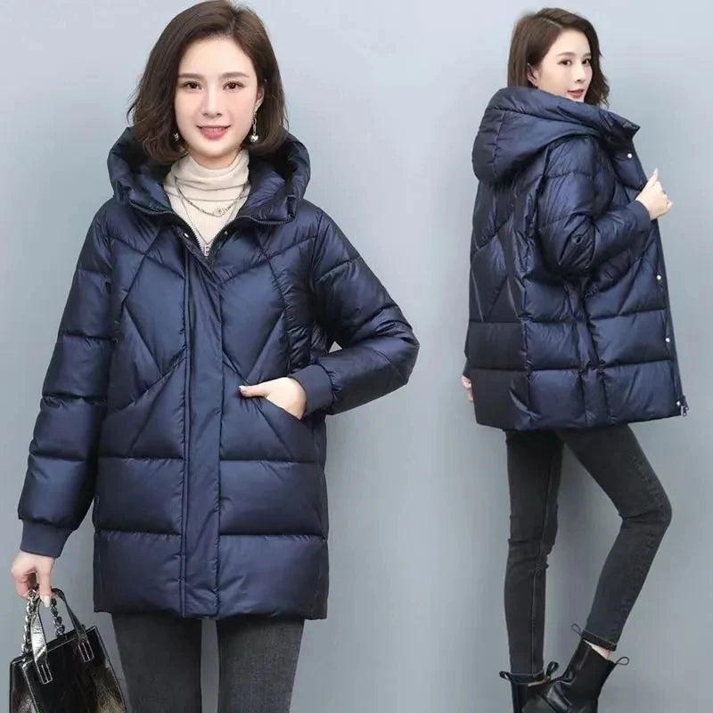 Navy padded parka womens best sale