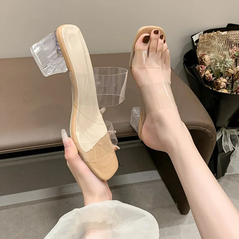 Transparent block heel shoes 2025