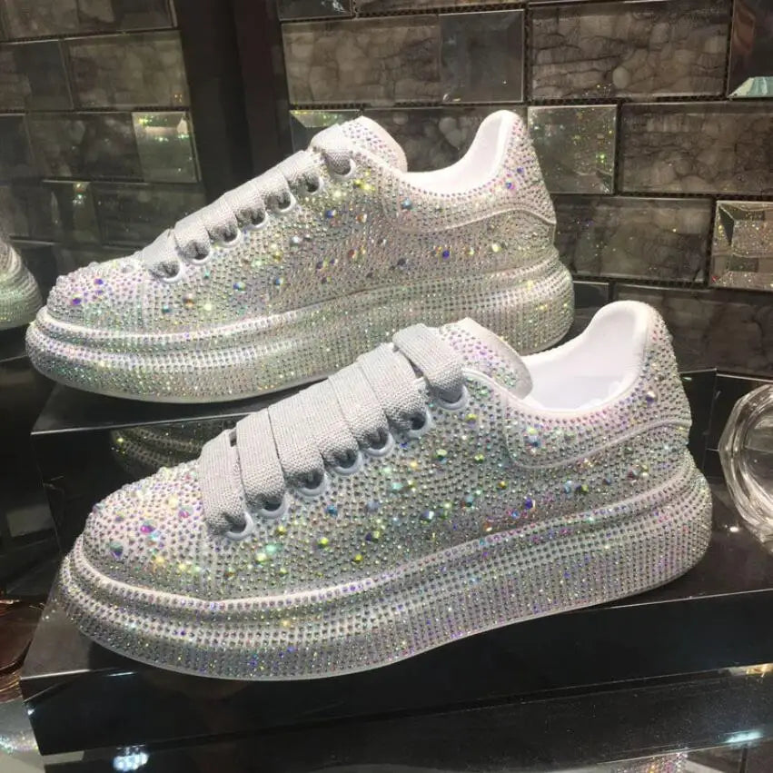 Sparkling Rhinestone embellished Platform Sneakers For Women on Luulla