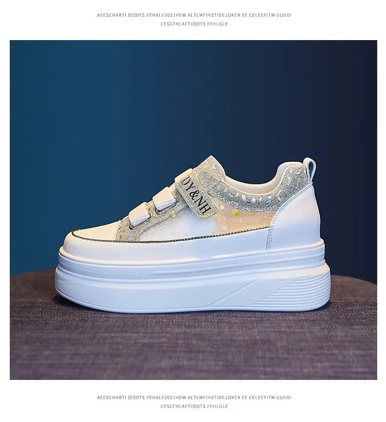 Beast Fashion Glitter Lace-Up Studded Platform Sneakers