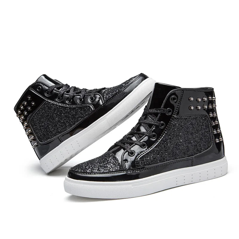 Glitter High-top Sneakers With Studded Details on Luulla