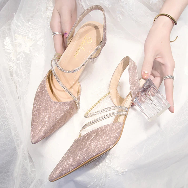 Clear pointed block heels discount