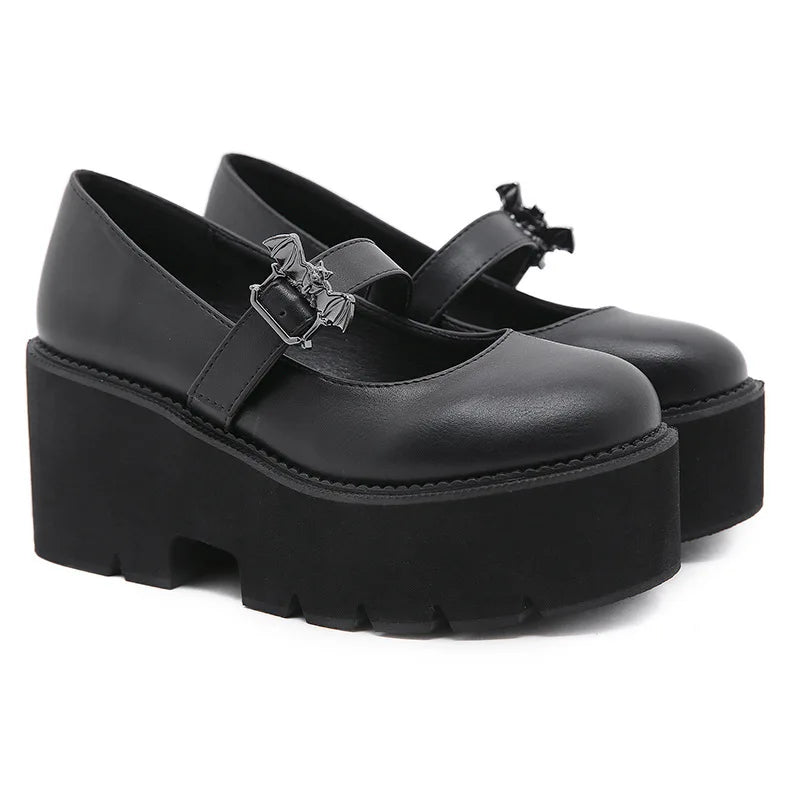 Goth Platform Mary Janes With Bat Buckles