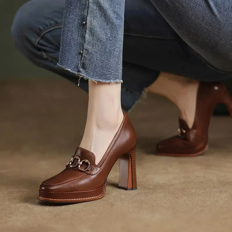 Women's high heel loafers best sale