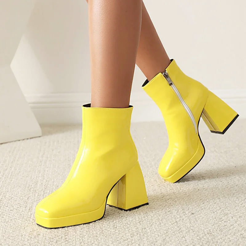 Yellow chunky boots on sale