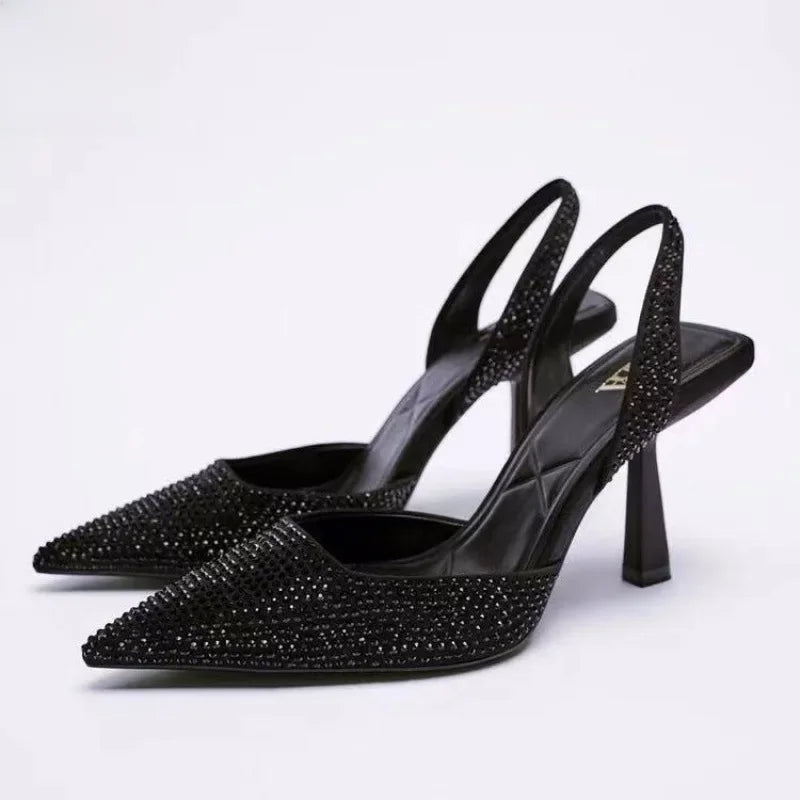 Rhinestone slingback heels discount