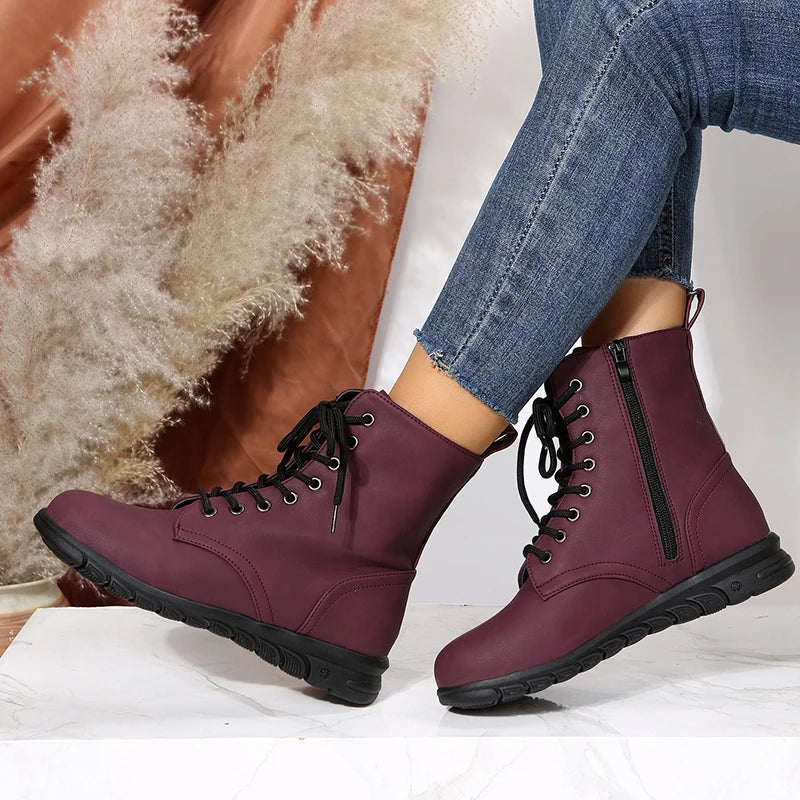 Maroon lace up boots online