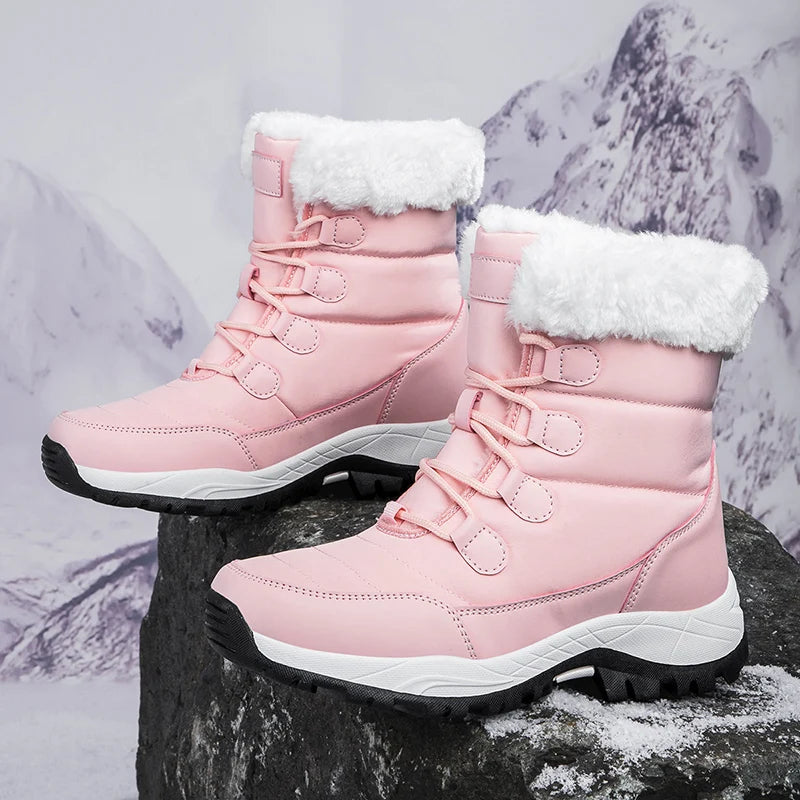 Waterproof Cozy Pink Fur lined Snow Boots on Luulla