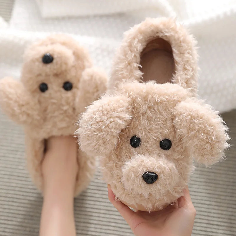 Cozy Plush Dog Face Indoor Slippers on Luulla