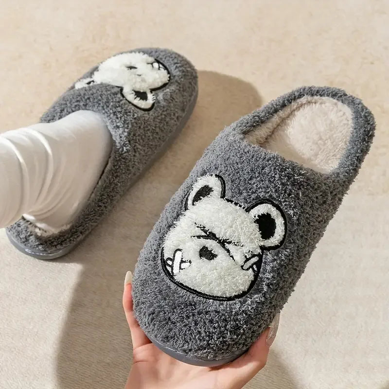Cozy Fleece Plush Bear Slippers For Women