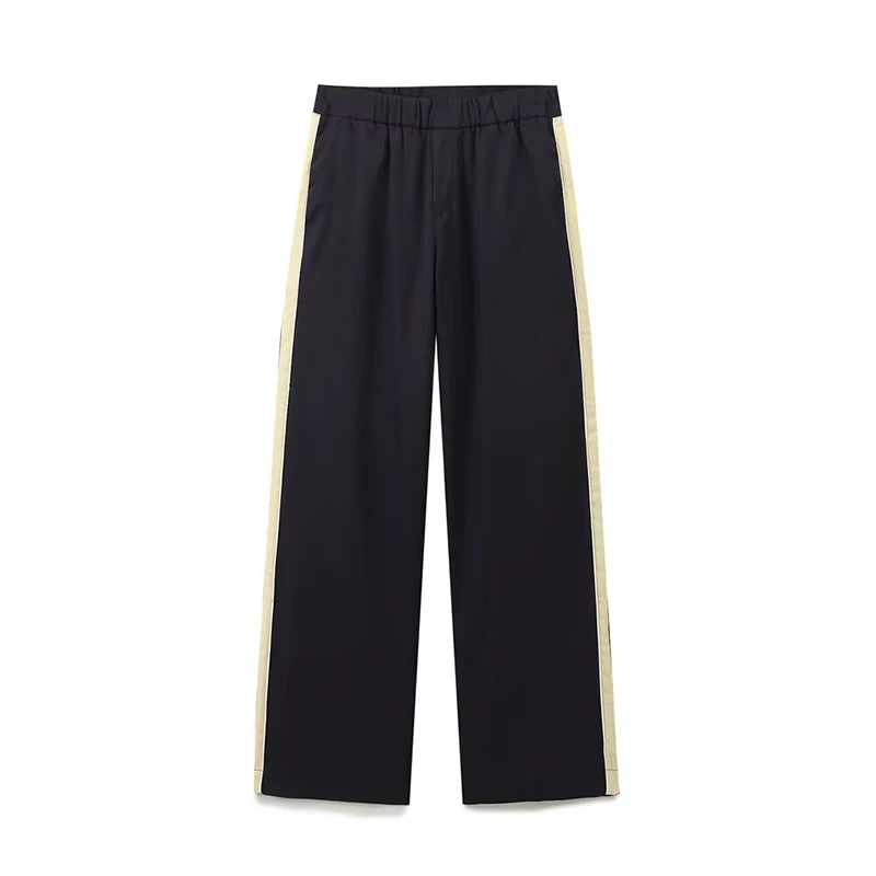 Stylish Black Pants With Gold Striped Sides on Luulla