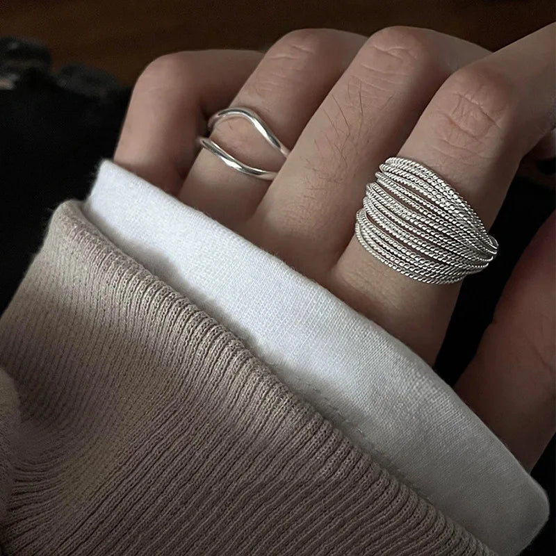 Unique Abstract Gold Adjustable Stackable Statement Rings on Luulla