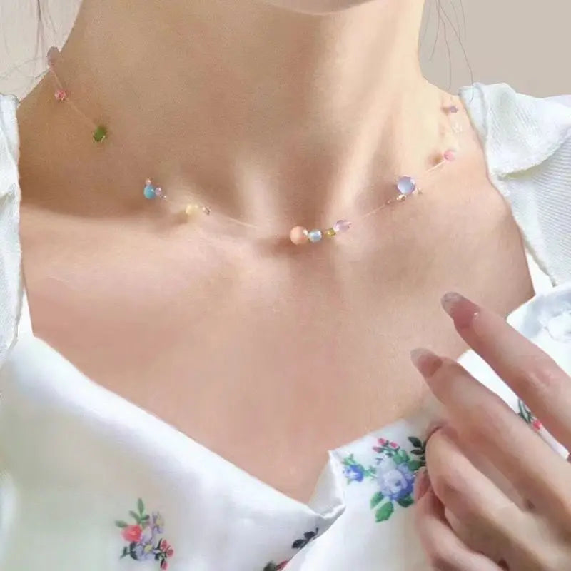 Multicolored Mirror Work Beaded Choker Necklace