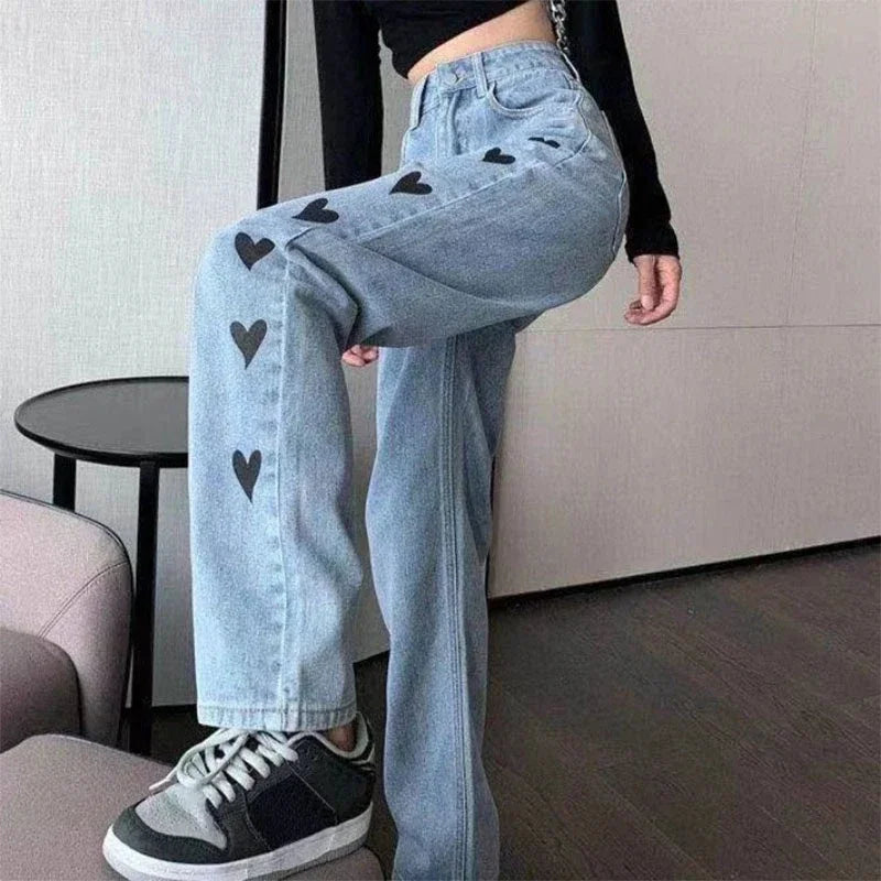 Heart Jeans - Light Blue/ White