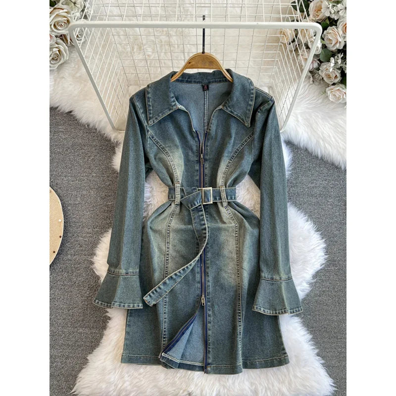 denim dress with flared sleeves Sequined Glitter Mesh Mini Dress S main image 0