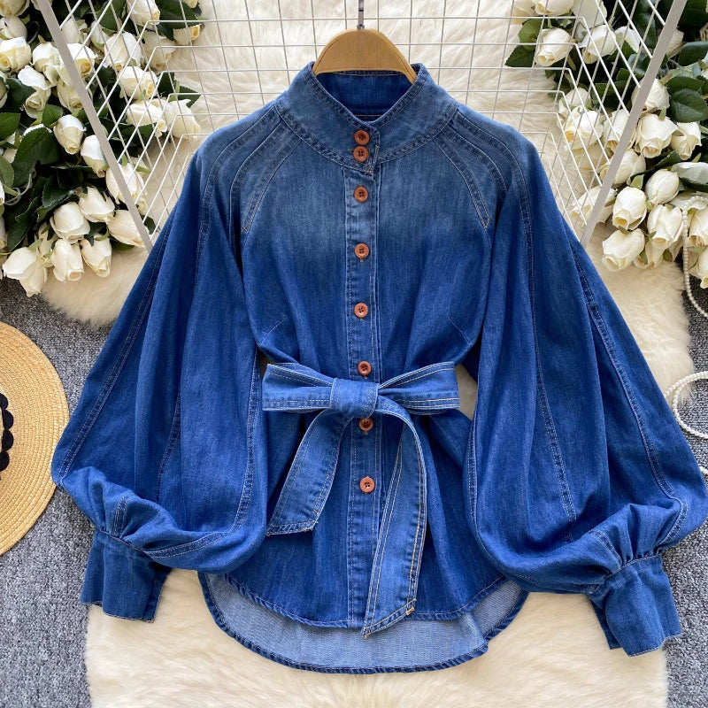 Balloon Sleeves Button Down Top