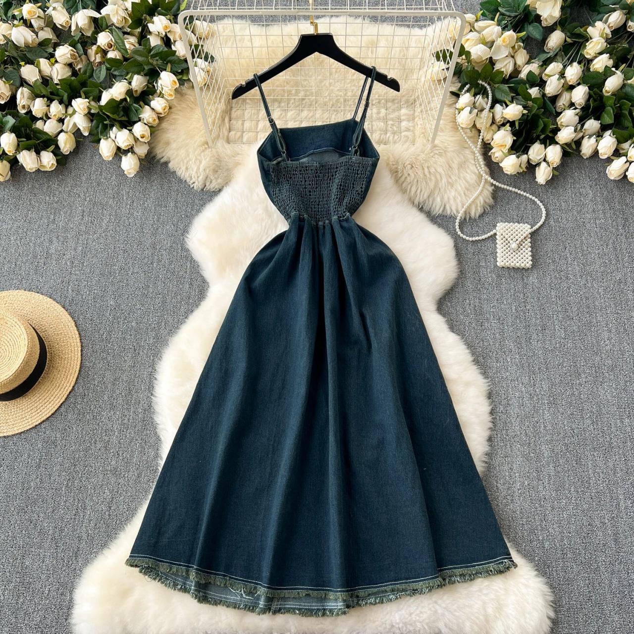 denim spaghetti strap maxi dress Kyla Maxi Dress