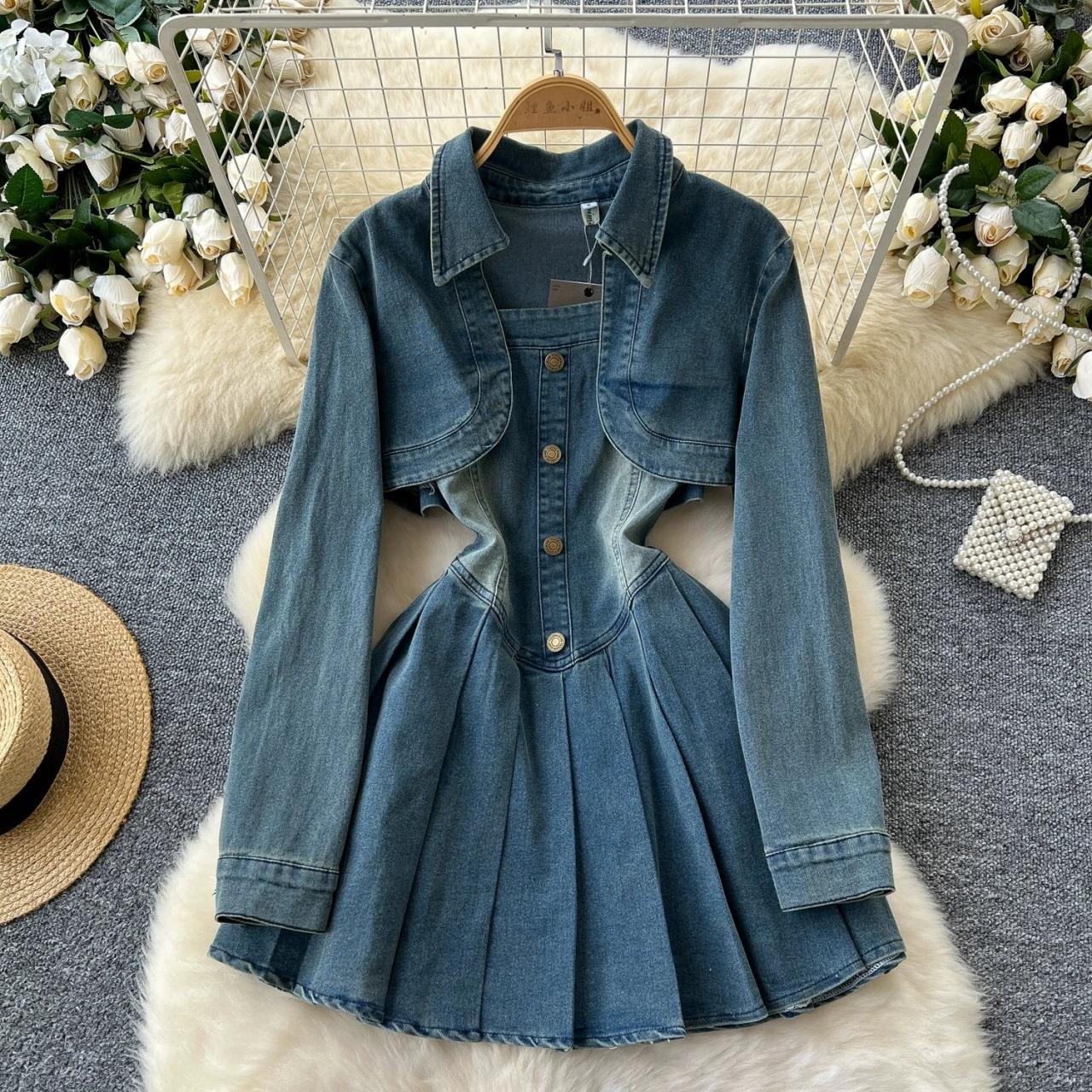 white christmas dresses Vintage Y2K Denim Dress main image 1