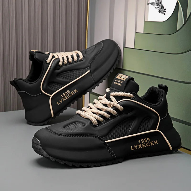 Mens Black Sneakers With Cushioned Sole And Laces on Luulla