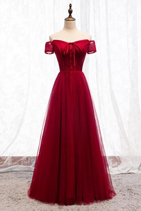 Red Prom Dress Off Shoulder Party Dress Formal Graduation Dress,custom Made