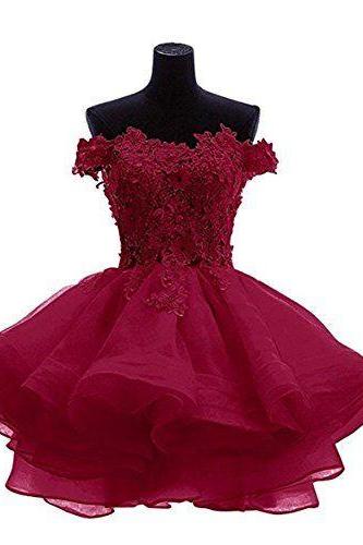 Women's Off The Shoulder Organza Short Prom Homecoming Dresses,custom Made