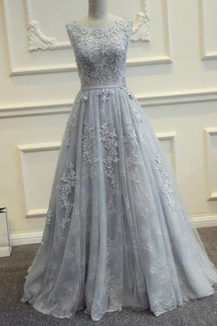 Elegant Lace Appliques Long Tulle Evening Gowns,fashion Prom Dress,sexy Party Dress,custom Made Evening Dress,custom Made
