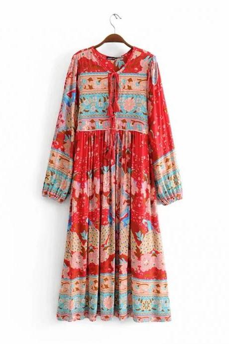 Women&amp;amp;amp;amp;amp;amp;#039;s Fashion Wholesale Holiday Romantic Sue Tie Positioning Print Dress