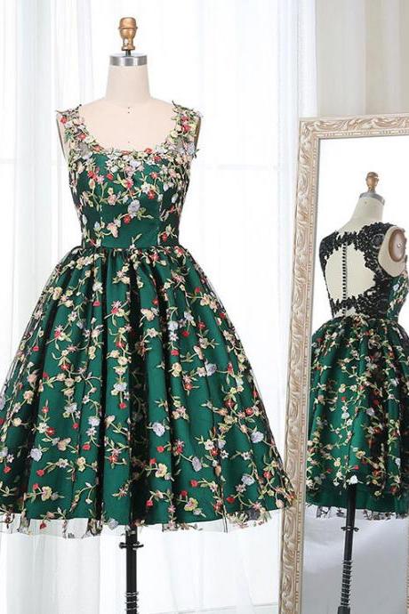 Heavily Handmade, Three-dimensional Flower Evening Dress, Backless Lace Dress, Embroidery Homecoming Dress,custom Made