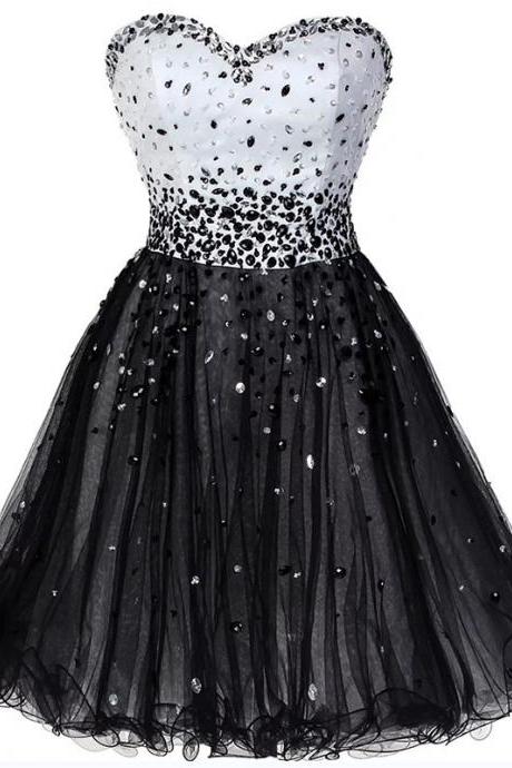 Strapless Short Handmade Dress, Slimming Evening Dress,black Little Sexy Homecoming Dress ,custom Made