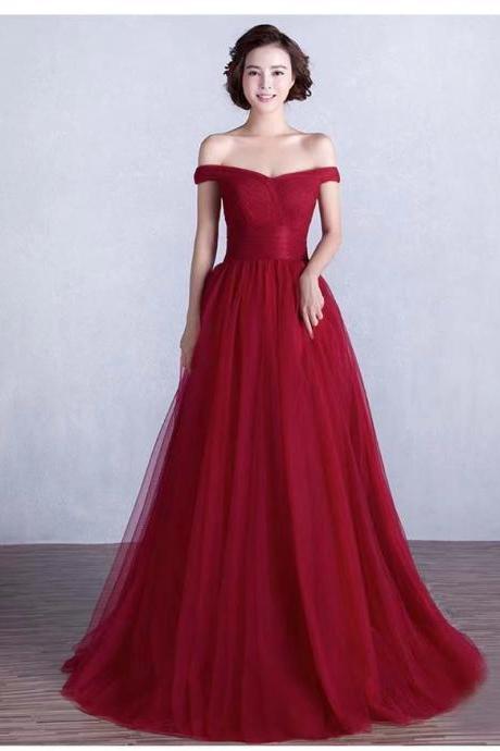 Off shoulder evening dress,red prom dress,formal prom dress,custom made