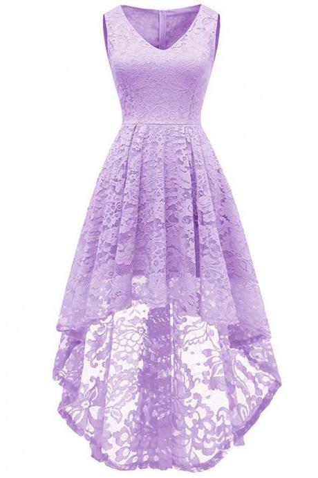 Little evening dress, sleeveless floral lace dress, V-neck cocktail party dress,custom made