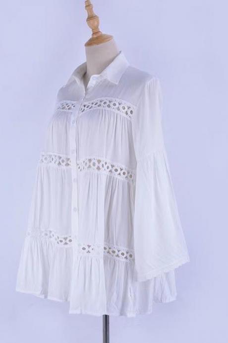 New style, rayon, layer lace, shirt-style flared sleeves, beach blouse, sun-protective bathing suit