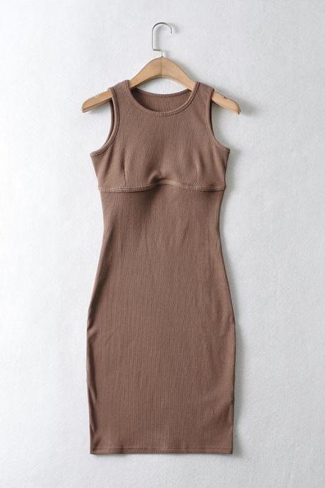 Fashion,, Summer Vest, Sexy Slim, Sleeveless Dress, Three-dimensional Splicing Hip Wrap Dress