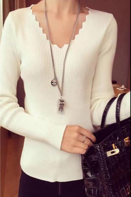 Hot style, wavy V-neck, slim bottom knit, sweater fashion pit women&#039;s wear,CHEAP ON SALE