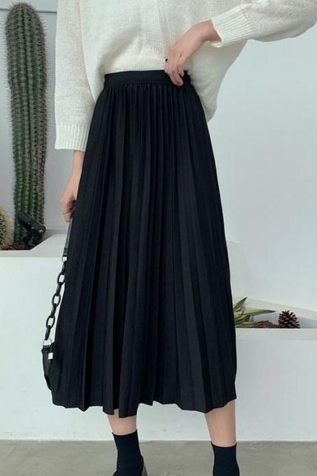 Loose skirt, fashion long pleated skirt, high waist A-line skirt,CHEAP ON SALE