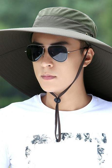 Male sunshade hat, outdoor fisherman hat with large brim, sun hat, male summer fishing sun cap, UV protection